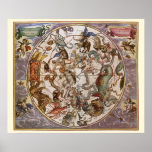 Vintage Astronomy, Constellations of Southern Sky Poster