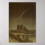 Vintage Astronomy, Donati Comet over Paris, 1858 Poster