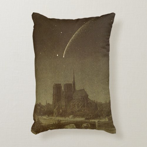 Vintage Astronomy Donati Comet over Paris in 1858 Accent Pillow