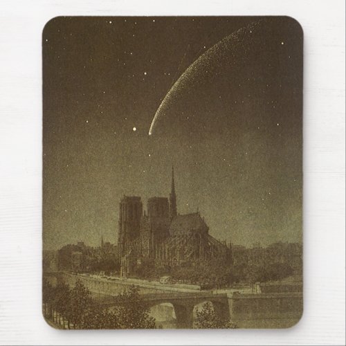 Vintage Astronomy Donati Comet over Paris in 1858 Mouse Pad