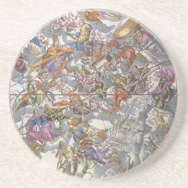 Vintage Astronomy, Map of Christian Constellations Coaster (Front)