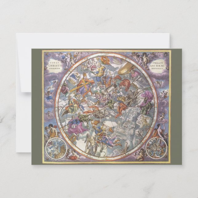 Vintage Astronomy, Map of Christian Constellations Invitation (Front)