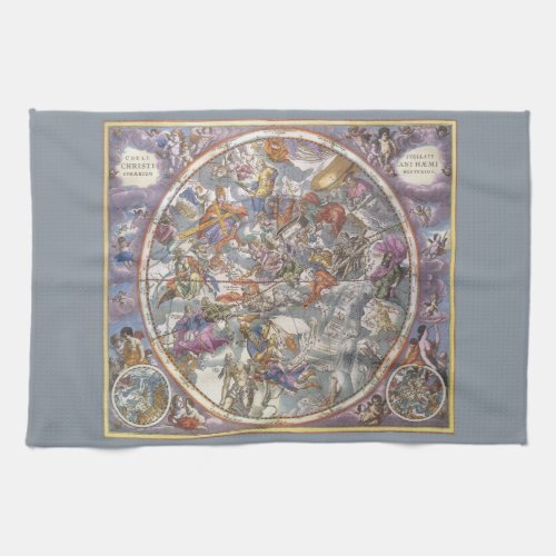 Vintage Astronomy Map of Christian Constellations Kitchen Towel