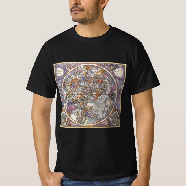 Vintage Astronomy, Map of Christian Constellations T-Shirt (Front)