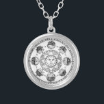 Vintage Astronomy Zodiac Wheel Silver Plated Necklace<br><div class="desc">Vintage line drawing of astronomy zodiac.</div>