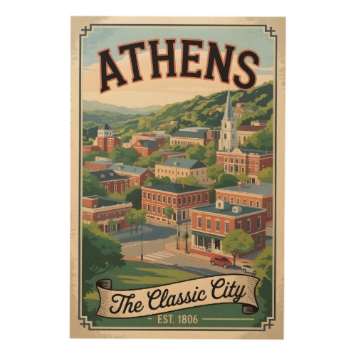Vintage Athens Georgia Retro Travel Wood Wall Art