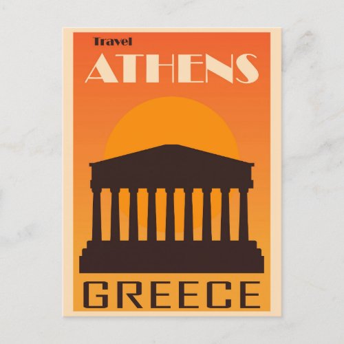 Vintage Athens Greece Acropolis Ruins Travel Postcard