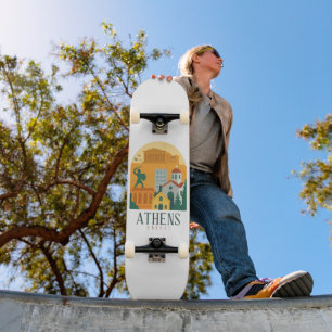 Vintage Athens Greece Parthenon Travel Skateboard