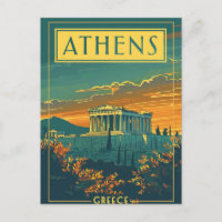 Vintage Athens, Greece Postcard | Parthenon