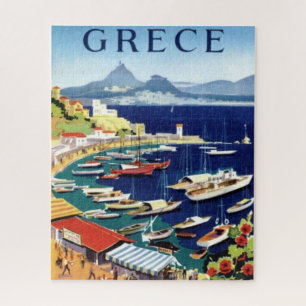 Vintage Athens Greece Travel Illustration Art Jigsaw Puzzle
