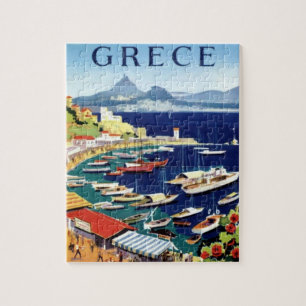 Vintage Athens Greece Travel Illustration Art Jigsaw Puzzle