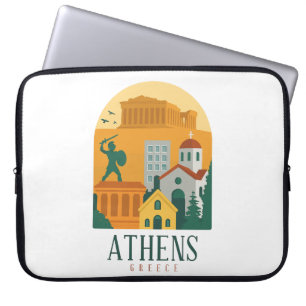 Vintage Athens Greece Travel Laptop Sleeve – Retro