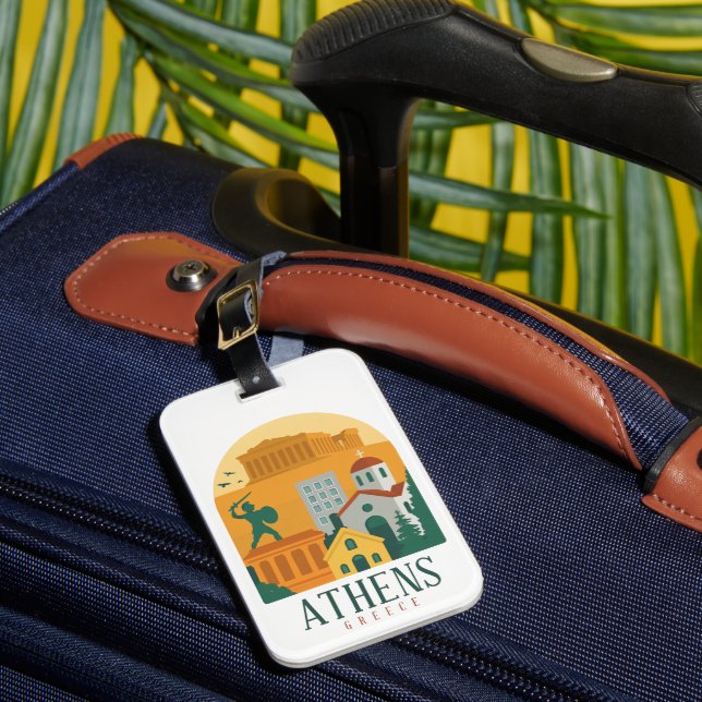 Vintage Athens Greece Travel Luggage Tag – City (Front Insitu 1)
