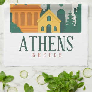 Vintage Athens Greece Travel – Parthenon Kitchen Towel