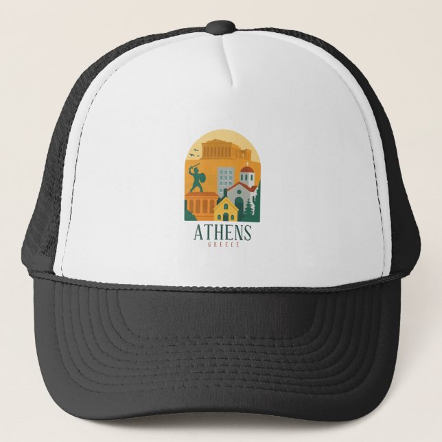 Vintage Athens Greece Travel – Parthenon Trucker Hat (Front)