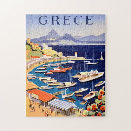 Vintage Athens Greece Travel Postcard Jigsaw Puzzle