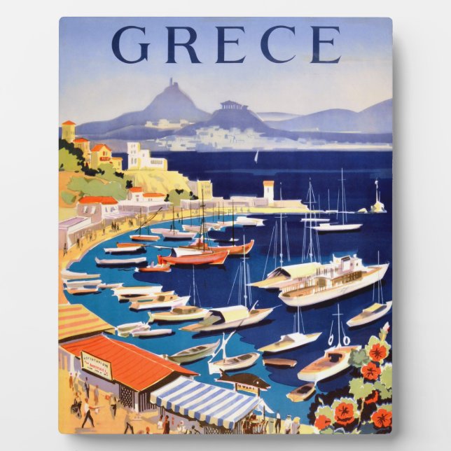 Vintage Athens Greece Travel Postcard Plaque (Front)