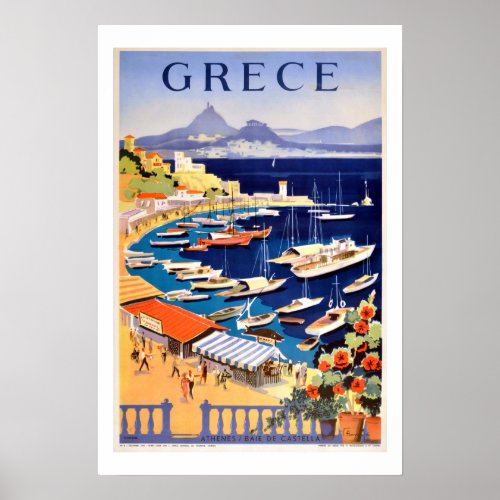 Vintage Athens Greece Travel Poster