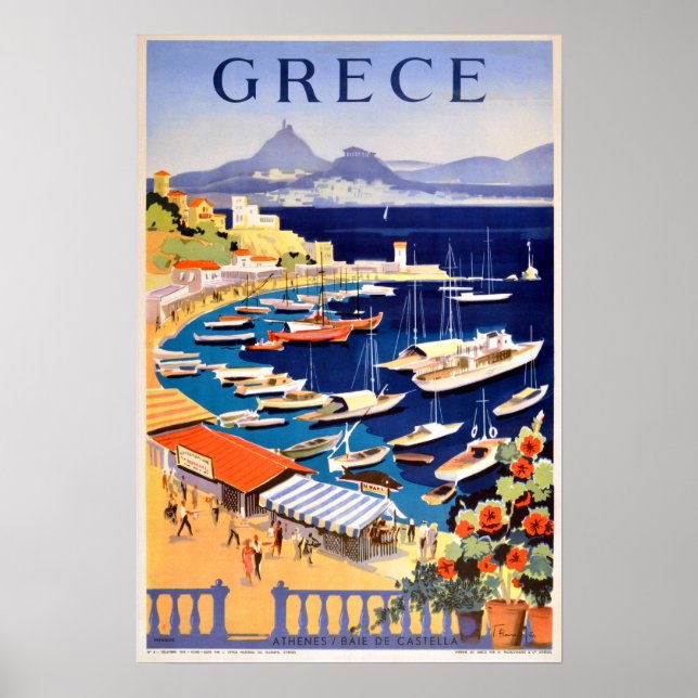 Vintage Athens Greece Travel Poster (Front)