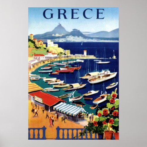 Vintage Athens Greece Travel Poster