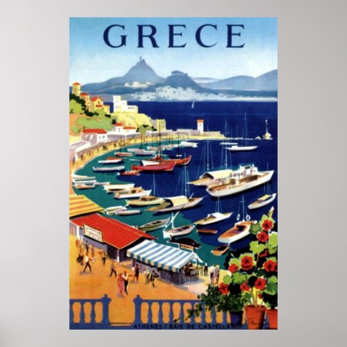 Vintage Athens Greece Travel Poster