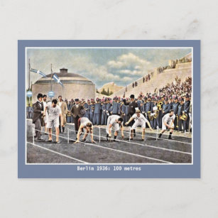 Vintage athletics 100 metres Berlin 1936 Postcard