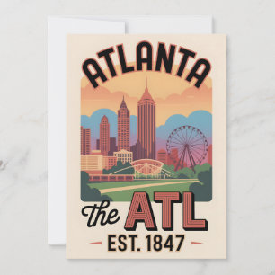 Vintage Atlanta Georgia The ATL Retro Travel Holiday Card
