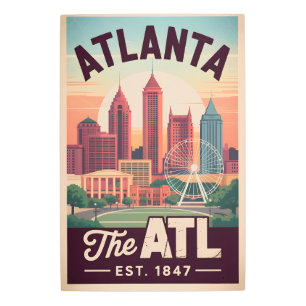 Vintage Atlanta Georgia The ATL Retro Travel Metal Print