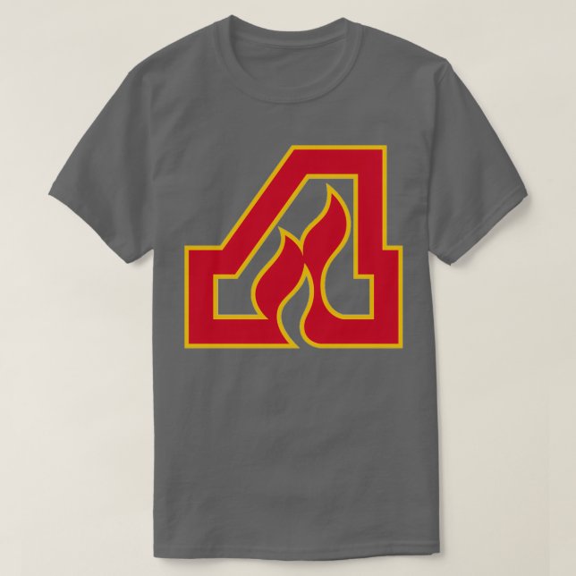 Vintage Atlanta Hockey Retro Flames Black T-Shirt (Design Front)