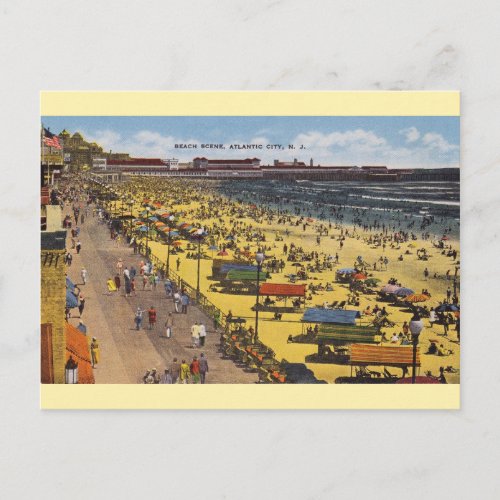 Vintage Atlantic City Beach Postcard