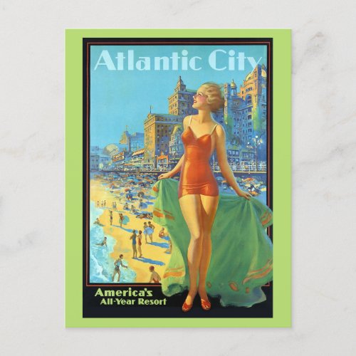 Vintage Atlantic City New Jersey Retro Travel Postcard