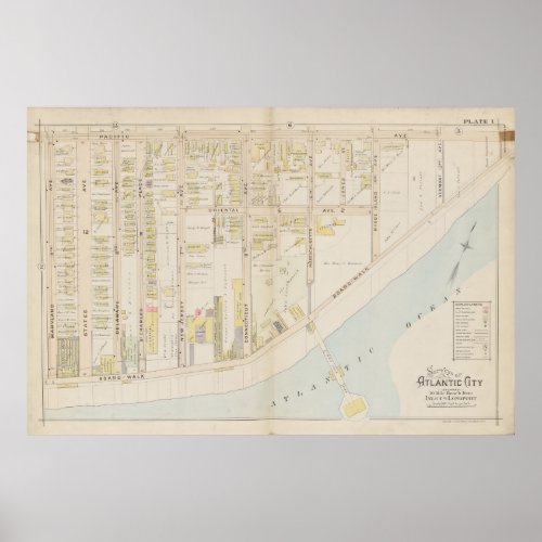 Vintage Atlantic City NJ Map 1896 Poster