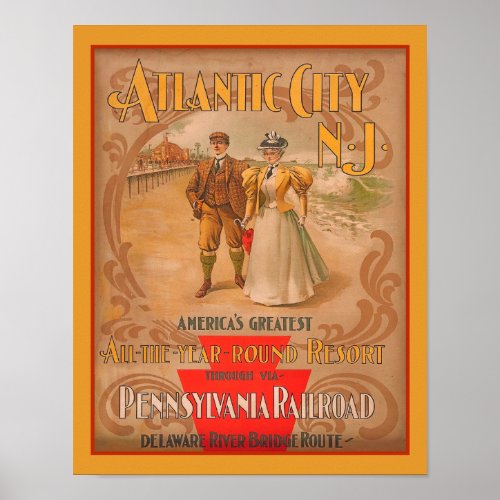 Vintage Atlantic City Resort Advertisement Poster