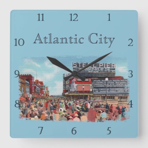 Vintage Atlantic City Steel Pier Custom Square Wal Square Wall Clock