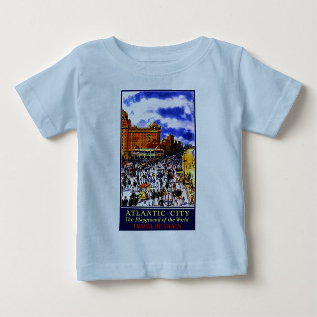 Vintage Atlantic City Train Travel Baby T-Shirt (Front)