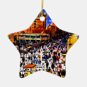 Vintage Atlantic City Train Travel Ceramic Ornament