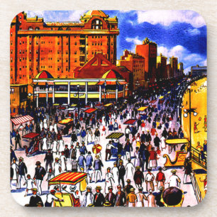 Vintage Atlantic City Train Travel Coaster