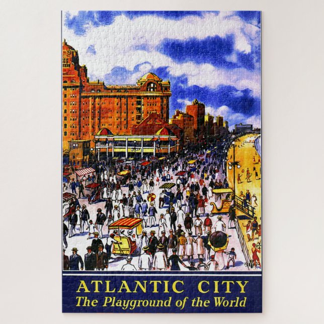 Vintage Atlantic City Train Travel Jigsaw Puzzle (Vertical)