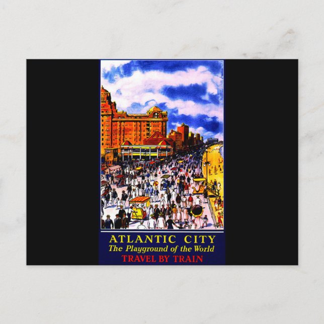 Vintage Atlantic City Train Travel Postcard (Front)