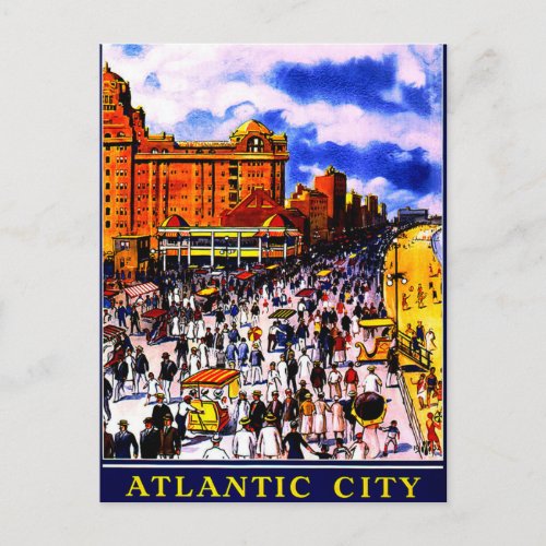 Vintage Atlantic City Train Travel Postcard