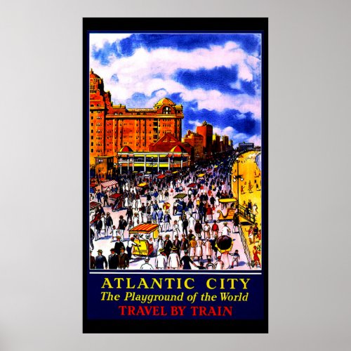 Vintage Atlantic City Train Travel Poster