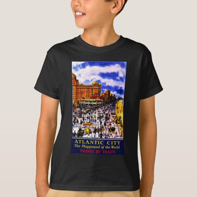 Vintage Atlantic City Train Travel T-Shirt (Front)