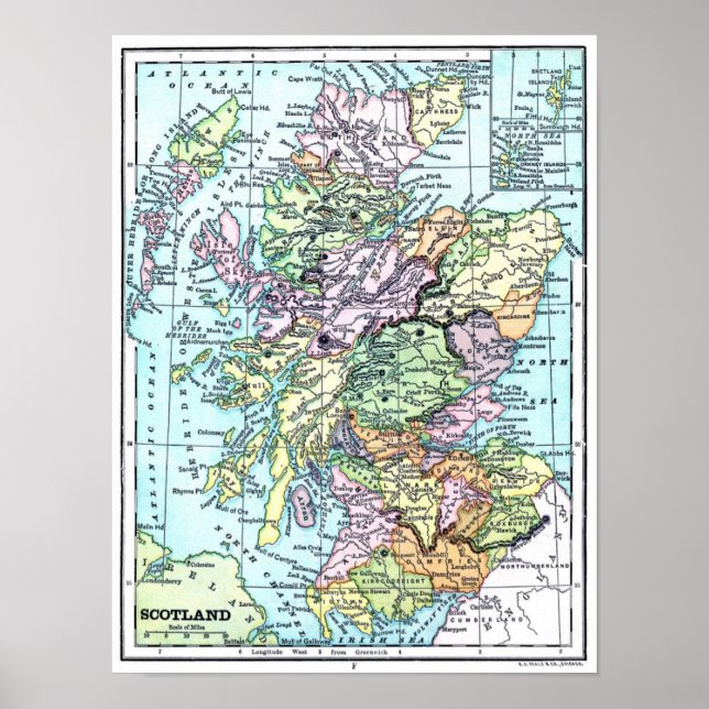Vintage Atlas Map - Scotland Poster (Front)