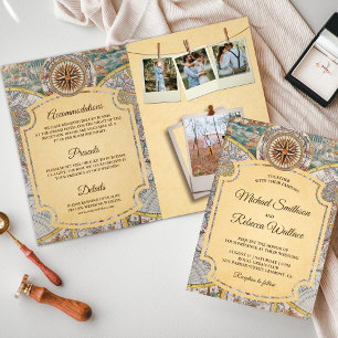 Vintage Atlas World Map Travel Adventure Wedding Invitation