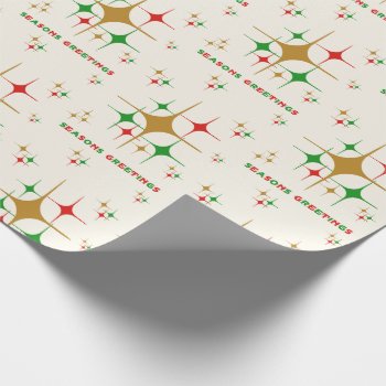 Vintage Atomic 1950s Seasons Greetings Christmas Wrapping Paper by christmas1900 at Zazzle