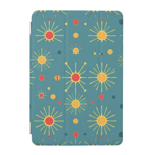 Vintage Atomic Burst Teal Pattern iPad Mini Cover (Front)