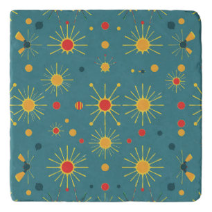 Vintage Atomic Burst Teal Pattern Trivet