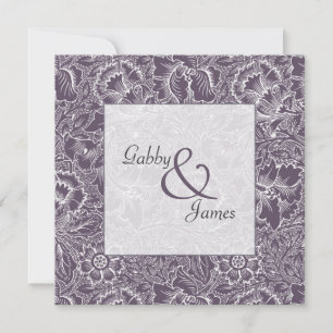 Vintage Aubergine Plum Pattern Wedding Invitation