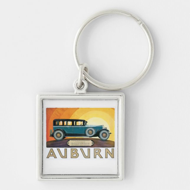 Vintage Auburn Motors Sunburst Ad Keychain (Front)