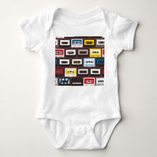 Vintage audio cassettes, seamless background. baby bodysuit